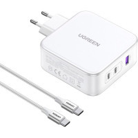 Зарядний пристрій Ugreen 3xUSB 140W GaN (2хUSB-C+USB-A) CD289 with C to C Cable 1.5 м White (15339) Diawest