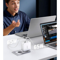 Зарядний пристрій Ugreen 3xUSB 140W GaN (2хUSB-C+USB-A) CD289 with C to C Cable 1.5 м White (15339) Diawest