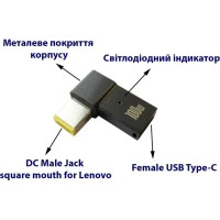 Перехідник PD 100W USB-C F to DC Male Jack square mouth Lenovo Thinkpad ST-Lab (PD100W-Lenovo) Diawest