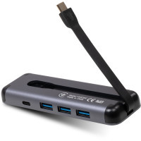 Концентратор Vinga USB-C 3.1 to HDMI+3xUSB3.0+PD100W+USB-C foldable cable (VHYC6FC) Diawest