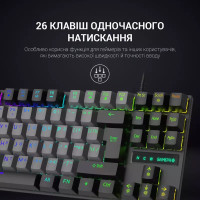 Клавіатура GamePro MK100B Blue Switch LED USB Black (MK100B) Diawest