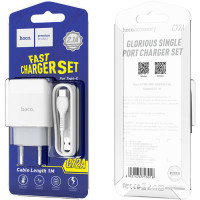 Зарядний пристрій HOCO C72A Glorious single port charger set(Type-C) White (6931474713018) Diawest