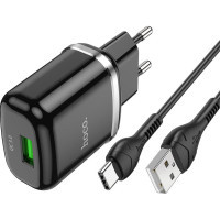 Зарядний пристрій HOCO N3 Special single port QC3.0 (cable Type-C) Black (6931474729385) Diawest