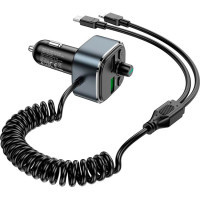 Зарядний пристрій HOCO E74 FM transmitter with cable 2xUSB Metal Gray (6931474789099) Diawest