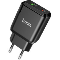 Зарядний пристрій HOCO N5 Favor dual port PD20W+QC3.0 (cable C to iP) Black (6931474738912) Diawest