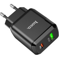 Зарядний пристрій HOCO N5 Favor dual port PD20W+QC3.0 (cable C to iP) Black (6931474738912) Diawest