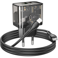 Зарядний пристрій HOCO N34 Dazzling dual-port Black (6931474799173) Diawest