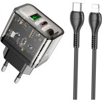 Зарядний пристрій HOCO N34 Dazzling dual-port Black (6931474799173) Diawest