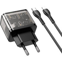 Зарядний пристрій HOCO N34 Dazzling dual-port Black (6931474799173) Diawest