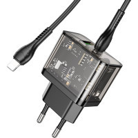 Зарядний пристрій HOCO N34 Dazzling dual-port Black (6931474799173) Diawest