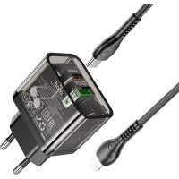 Зарядний пристрій HOCO N34 Dazzling dual-port Black (6931474799173) Diawest