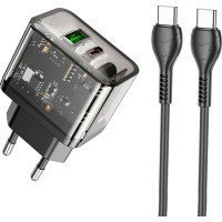 Зарядний пристрій HOCO N34 Dazzling dual-port Black (6931474799180) Diawest