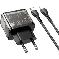 Зарядний пристрій HOCO N34 Dazzling dual-port Black (6931474799180) Diawest