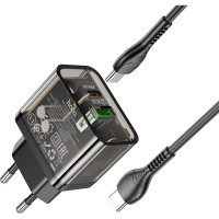 Зарядний пристрій HOCO N34 Dazzling dual-port Black (6931474799180) Diawest