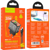 Зарядний пристрій HOCO N34 Dazzling dual-port Black (6931474799180) Diawest