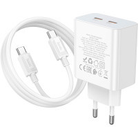 Зарядний пристрій HOCO C108A charger set(C to C) White (6931474784452) Diawest