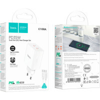 Зарядний пристрій HOCO C108A charger set(C to C) White (6931474784452) Diawest