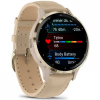 Смарт-годинник Garmin Venu 3S, Fr. Gray + Soft Gold, Leather, GPS (010-02785-55) Diawest