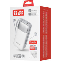 Батарея універсальна ColorWay 30 000 mAh Powerful (USB QC3.0 + USB-C Power Delivery 22.5W) (CW-PB300LPA4WT-PDD) Diawest