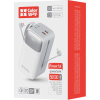 Батарея універсальна ColorWay 50 000 mAh Powerful (USB QC3.0 + USB-C Power Delivery 22.5W) (CW-PB500LPA4WT-PDD) Diawest