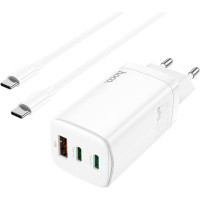 Зарядний пристрій HOCO N16 Scenery 65W three-port (2C1A) charger set(C to C) White (6931474747723) Diawest