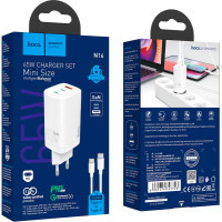 Зарядний пристрій HOCO N16 Scenery 65W three-port (2C1A) charger set(C to C) White (6931474747723) Diawest