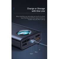 Батарея універсальна Baseus Amblight 30000mAh PD3.0/65W, QC3.0, Type-C, 4*USB (PPLG000101) Diawest