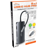 Концентратор Media-Tech USB3.1 Type-C to HDMI/USB 3.0x3/RJ45/SD/MicroSD/PD 100W Hub Pro 8-in-1 (MT5044) Diawest