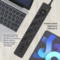 Мережевий фільтр живлення ColorWay CW-CHE432PDB, 4 розетки/3USB 2M (CW-CHE432PDB) Diawest