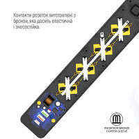 Мережевий фільтр живлення ColorWay CW-CHE435PDB, 4 розетки/3USB 5M (CW-CHE435PDB) Diawest