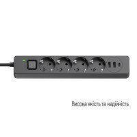 Мережевий фільтр живлення ColorWay CW-CHE435PDB, 4 розетки/3USB 5M (CW-CHE435PDB) Diawest