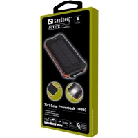 Батарея універсальна Sandberg 10000 mAh, Solar:5V/250mA, power-through, IP54, flashlight (420-72) Diawest