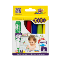 Фломастери ZiBi BABY Line SUPER JUMBO SUPERWASHABLE 6 кольорів (ZB.2816) Diawest