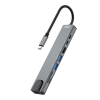 Порт-реплікатор XO 8-in-1 Dock USB-C (USB/USB-C PD/HDMI 4K/SD/TF/RJ45) (XO-HUB003SL) Diawest