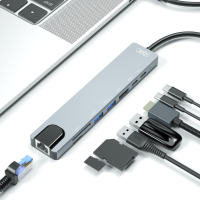Порт-реплікатор XO 8-in-1 Dock USB-C (USB/USB-C PD/HDMI 4K/SD/TF/RJ45) (XO-HUB003SL) Diawest