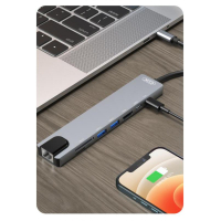 Порт-реплікатор XO 8-in-1 Dock USB-C (USB/USB-C PD/HDMI 4K/SD/TF/RJ45) (XO-HUB003SL) Diawest