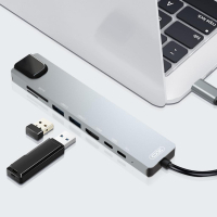 Порт-реплікатор XO 8-in-1 Dock USB-C (USB/USB-C PD/HDMI 4K/SD/TF/RJ45) (XO-HUB003SL) Diawest