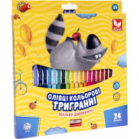 Олівці кольорові Школярик Тригранні З точилкою 24 кольори (312110003-UA) Diawest