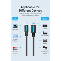 Кабель для принтера USB 2.0 USB-C/BM 2.0m 2.4А 480Mbps Vention (CQUBH) Diawest