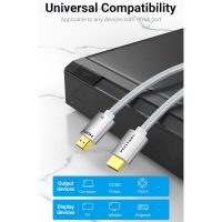 Кабель мультимедійний HDMI to HDMI 2.0m V2.1 8K 60Hz Silver Metal Type Vention (ALCIH) Diawest