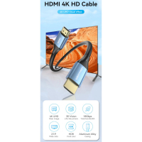 Кабель мультимедійний HDMI to HDMI 2.0m V2.0 4K 60Hz Aluminum Alloy Blue Vention (ALHSH) Diawest