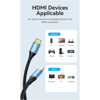 Кабель мультимедійний HDMI to HDMI 5.0m V2.0 4K 60Hz Aluminum Alloy Blue Vention (ALHSJ) Diawest