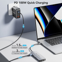 Концентратор Vention USB 3.1 Type-C to HDMI 4K60Hz/USB 3.0x2/RJ45/SD/TF/3.5mm/PD 100W Hub 9-in-1 (TQMHB) Diawest