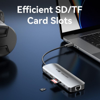 Концентратор Vention USB 3.1 Type-C to HDMI 4K60Hz/USB 3.0x2/RJ45/SD/TF/3.5mm/PD 100W Hub 9-in-1 (TQMHB) Diawest