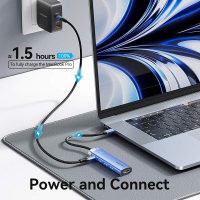 Концентратор Vention USB 3.1 Type-C to HDMI/USB 3.0x3/PD 100W Blue Aluminum Alloy Hub 5-in-1 (TGESB) Diawest
