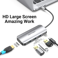 Концентратор Vention USB 3.1 Type-C to HDM/USB 3.0х3//PD 100W 5-in-1 (THFHB) Diawest