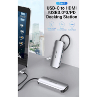 Концентратор Vention USB 3.1 Type-C to HDM/USB 3.0х3//PD 100W 5-in-1 (THFHB) Diawest