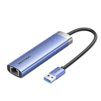Концентратор Vention USB 3.0 to USB 3.0x3/RJ45/Type-C Hub Blue Aluminum Alloy 5-in-1 (TGFSB) Diawest