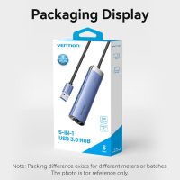 Концентратор Vention USB 3.0 to USB 3.0x3/RJ45/Type-C Hub Blue Aluminum Alloy 5-in-1 (TGFSB) Diawest