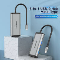Концентратор Vention USB 3.1 Type-C to 3хUSB 3.0/TF/SD/PD 87W 6-in-1 (TGRHB) Diawest
